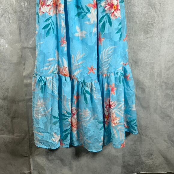 WILLOW DRIVE Women's Sky Blue Combo Off-The-Shoulder Floral-Print Maxi Dress - Picture 10 of 13